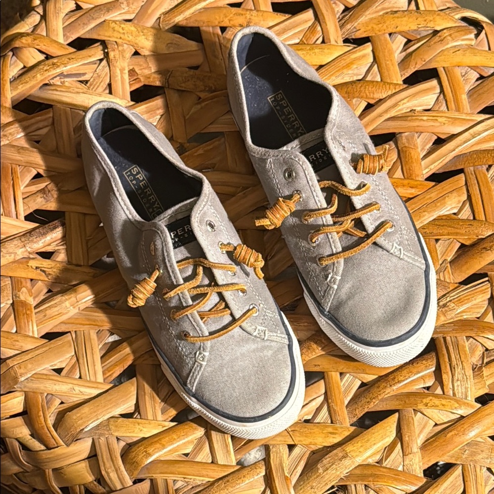 Sperry Gray and Brown Sneakers with Canvas Material